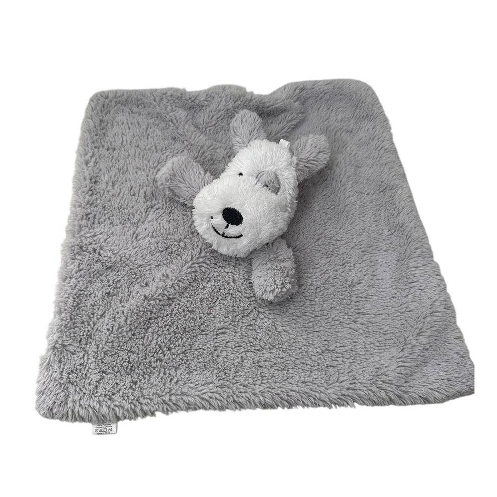 Oobles Puppy Dog Security Blanket Lovey Grey White Plush Stuffed Animal Kids Toy